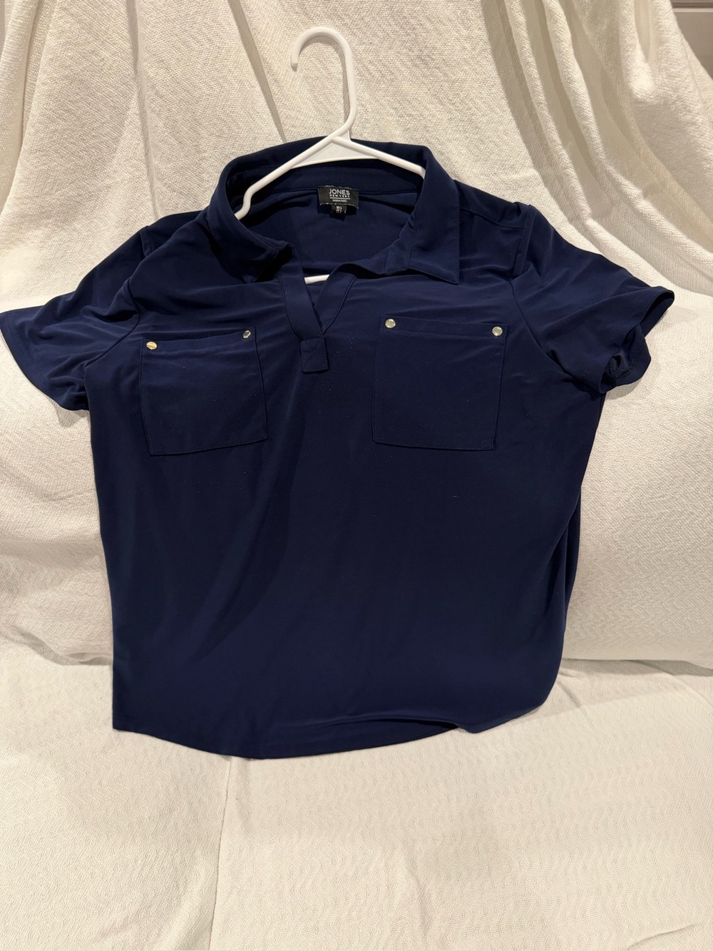 Jones’s NY Signature Navy Short Sleeve Polo Top